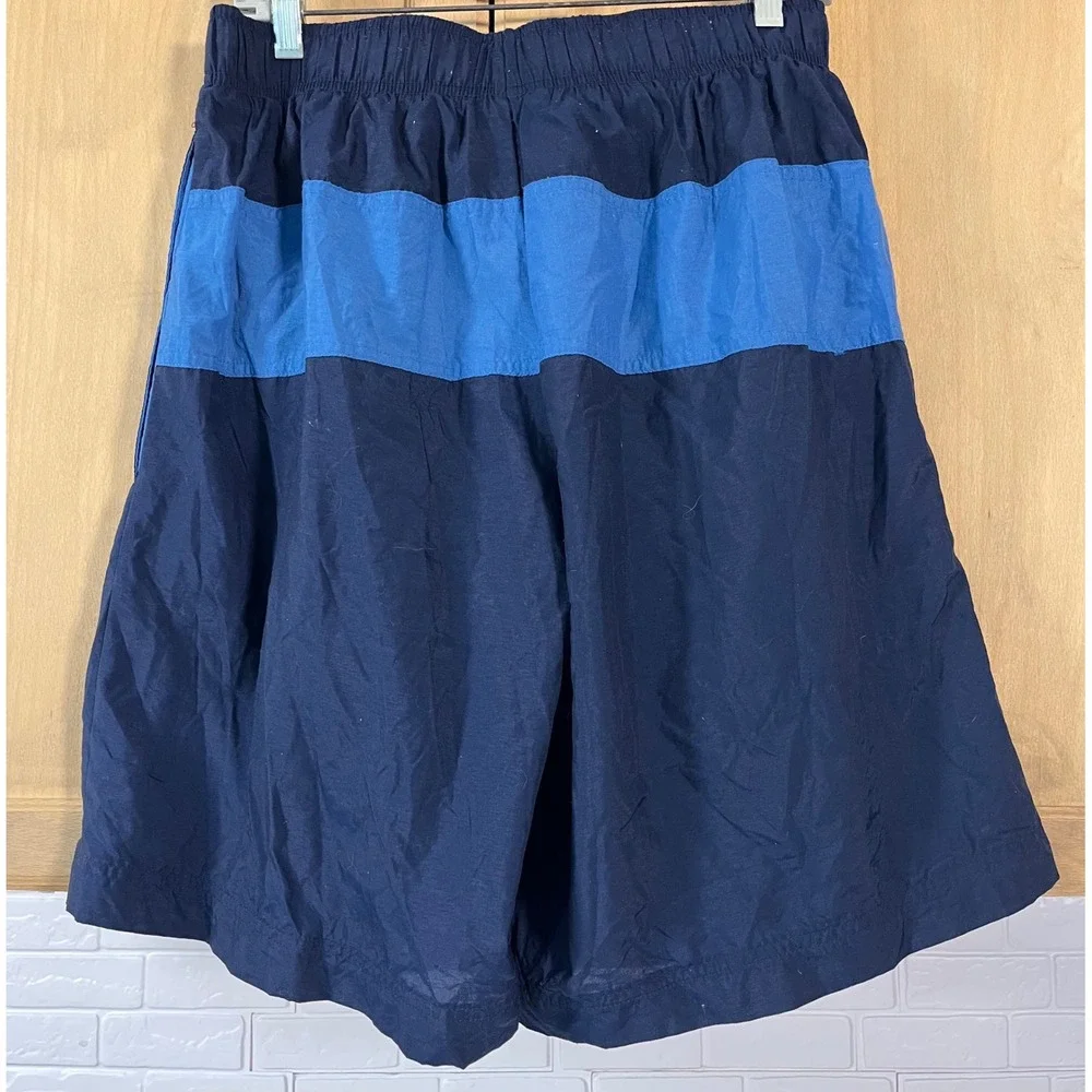 Nike Nylon Mesh Lined‎ Shorts Mens L Navy Blue Excellent Vintage Striped Swim
